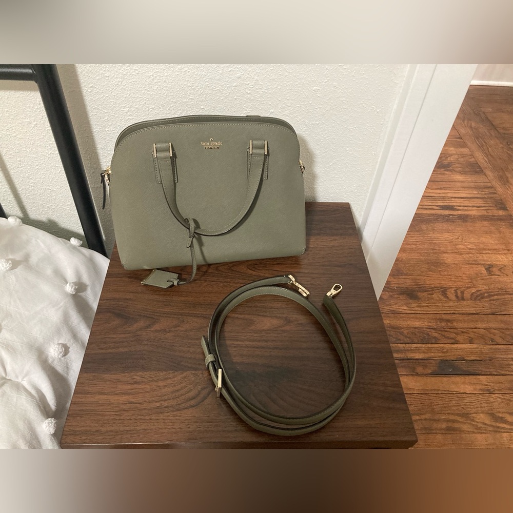Kate Spade Cameron Street Lottie satchel bag purse olive green saffiano leather